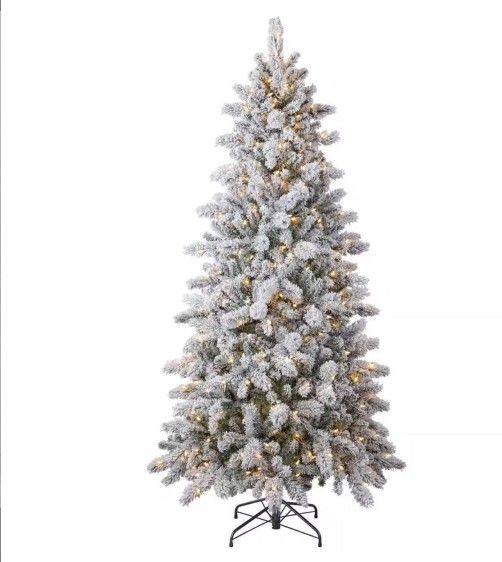 7.5ft. Pre-Lit Vermont Flocked Artificial Christmas Tree, Warm White Twinkle LED Lights by Ashland®