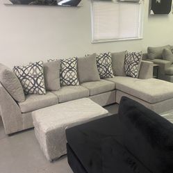 Grey Sectional With Ottoman ‼️take It Home With $39 Easy Approval ‼️