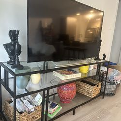 TV Stand With Glass Shelves 
