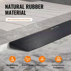 104}1.6" Rise Cuttable Threshold Ramp for Sweeping Robot, 35.4" Wide Natural Rubber Wheelchair Ramp, Non-Slip Solid Rubber Ramp with Double-Sided Tape
