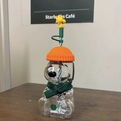 Starbucks Peanuts Snoopy Glass Tumbler 