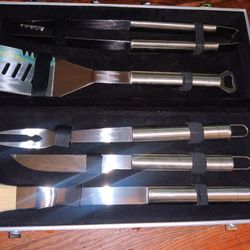 BergHOFF Essentials  5Pc  Stainless Steel BBQ Grilling🔥Tool Set. with Metal Case