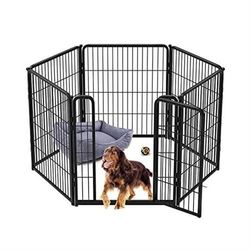 FXW Homeplus Dog Playpen for Indoor Use - Stress-Free and Safe Play, Heavy Duty 32 Inch 6 Panels Dog Pen for Puppies, Small and Medium Dogs, BlackPate
