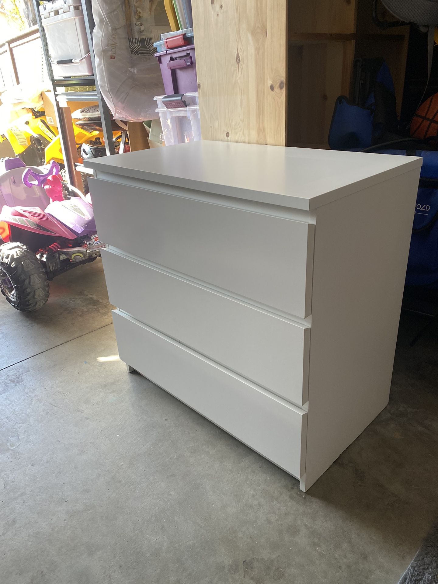 White Ikea 3 Drawer Malm Dresser