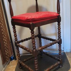 Carven Style Wooden Bar Stool