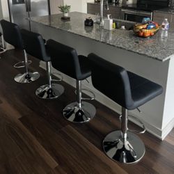 4 Barstools-Black Adjustable Height 