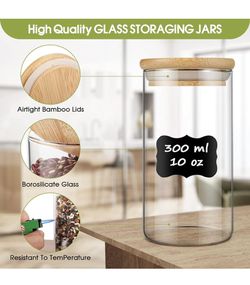 10 oz Clear Glass Borosilicate Jar with Bamboo Silicone Sealed Lid