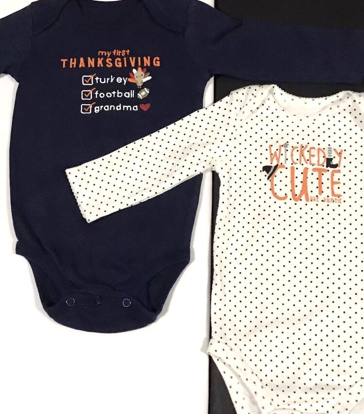 Baby Boy 1st Halloween & Thanksgiving One Piece Body Suit. 6 M