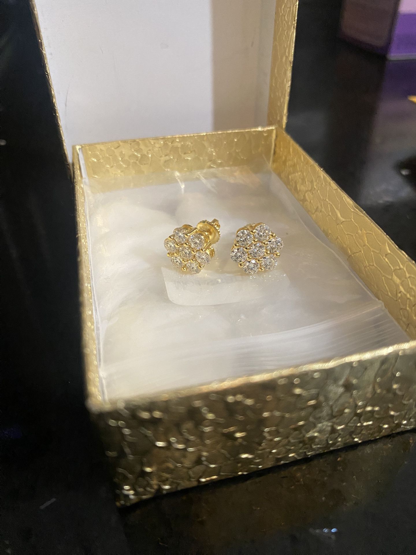 925 Silver Vermeil Gold Honey Comb Earrings