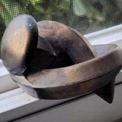 Vintage Brutalist Bronze Paperweight / Door Stop – Twisted Nail Sculpture – Signed Lawson