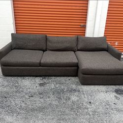 Crate & Barrel Volcanic Gray Sectional Sofa 
