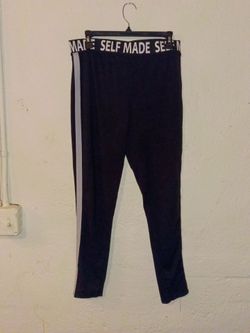 SELF MADE black leggings with white stripe