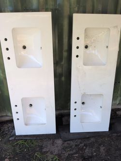 White Double Basin Vanity Top – Pair