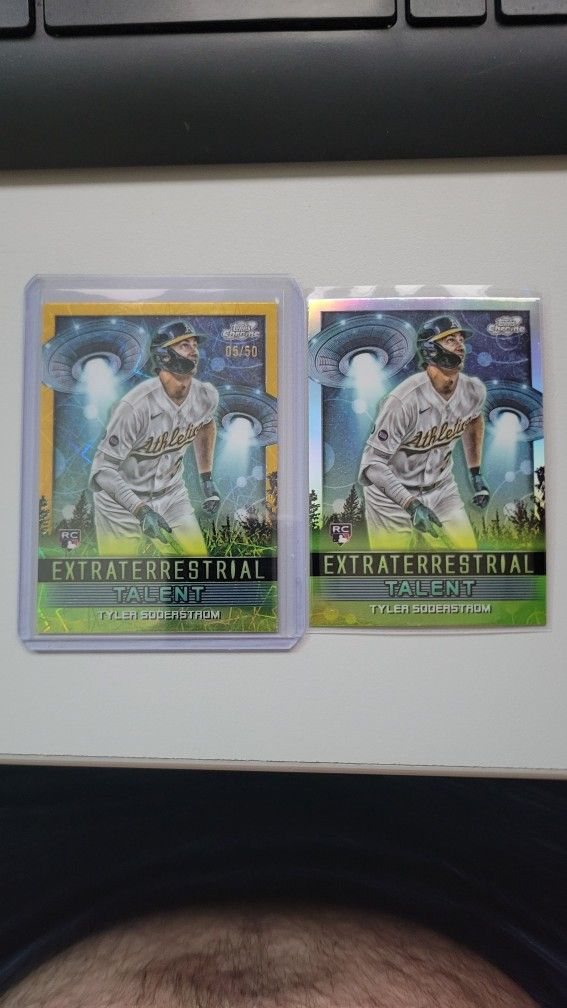Tyler Soderstrom 2024 Topps Chrome Cosmic #ET-25 Gold Extraterrestrial TALENT Ref #/50 PLUS REFRACTOR Oakland Athletics