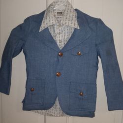 Vintage Blue Suit/ With Button Up Shirt Boys