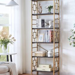 HOMISSUE Bookcase,6-Tier Tall Bookshelf Metal Bookcase and Bookshelves, Free Standing Storage Modern Bookshelf for Home Office Living Room and Bedroom