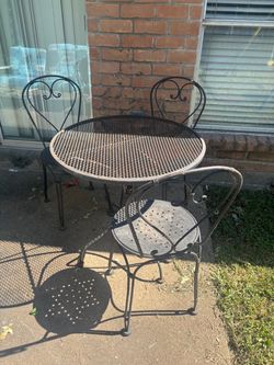 Vintage Wrought Iron Bistro Table and 3 Chairs Sets