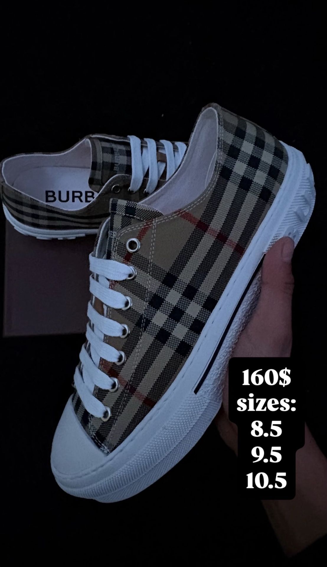 Burberry Beige Checkered Designer Shoes