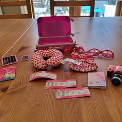 American Girl Doll Travel Kit With Boarding Pass Camera And Suite Case
