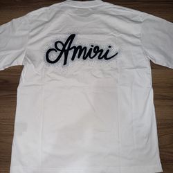 Amiri shirt white with blue rhinestones/speckles size large