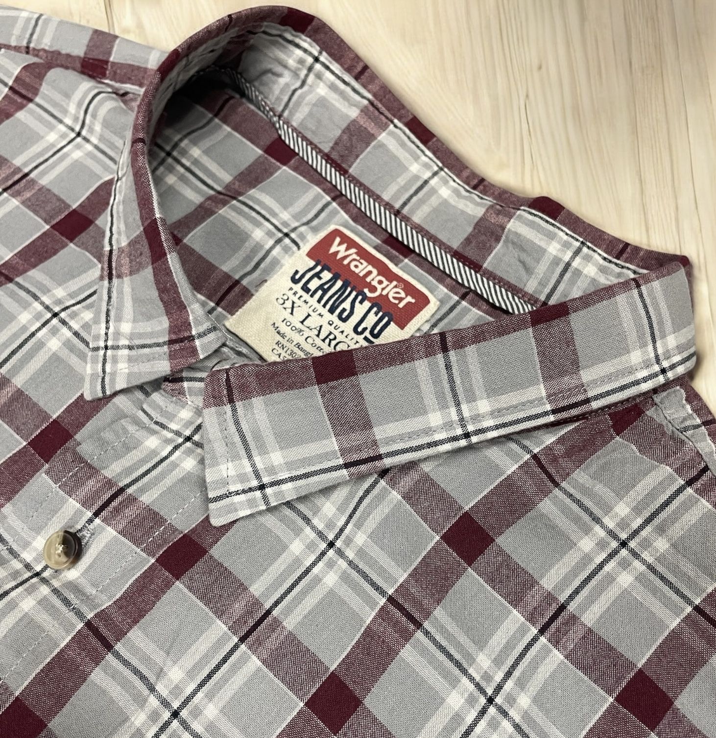 Wrangler Men’s Long Sleeve, Button-Down Plaid Shirt - 3X