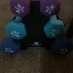 HelioFit Weight Set With Holder 3lbs, 5lbs, 8lbs