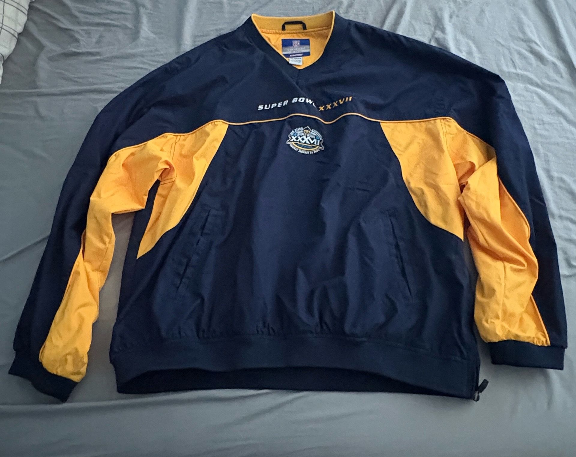 Reebok Super Bowl XXXVII Mens v-neck windbreaker size 2XL