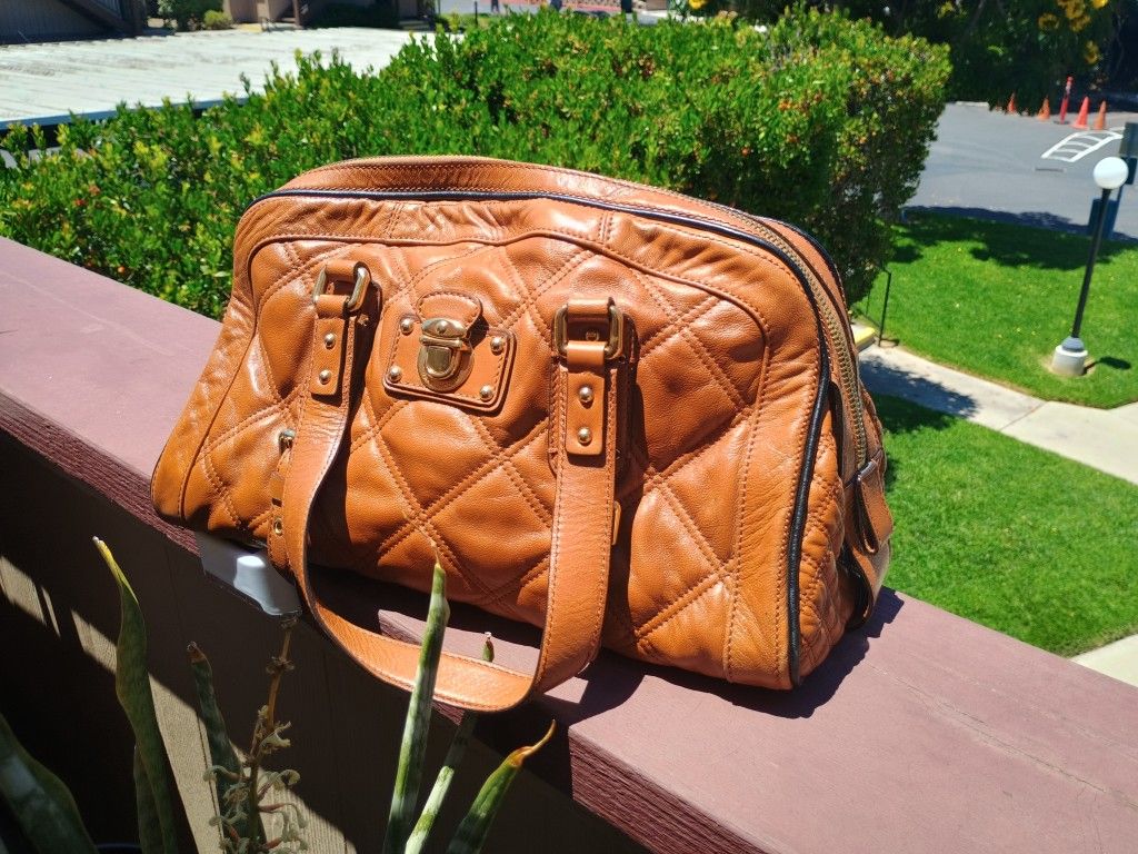 Marc Jacobs 'Emily' Bowler Satchel Brown Quilted Leather