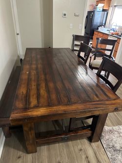 HARDWOOD TABLE CHAIRS AND BENCH