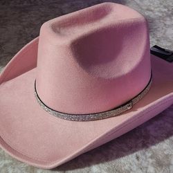 Pink Women's Sueded Cowgirl Hat With Rinestones