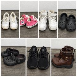 7 Pairs Kids Shoes Lot Nike Converse FILA Adidas Crocs Clogs Boots Mixed Sizes