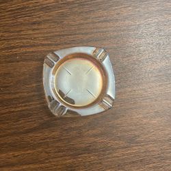 4in. Vintage Flower Engraved Peach Ashtray 