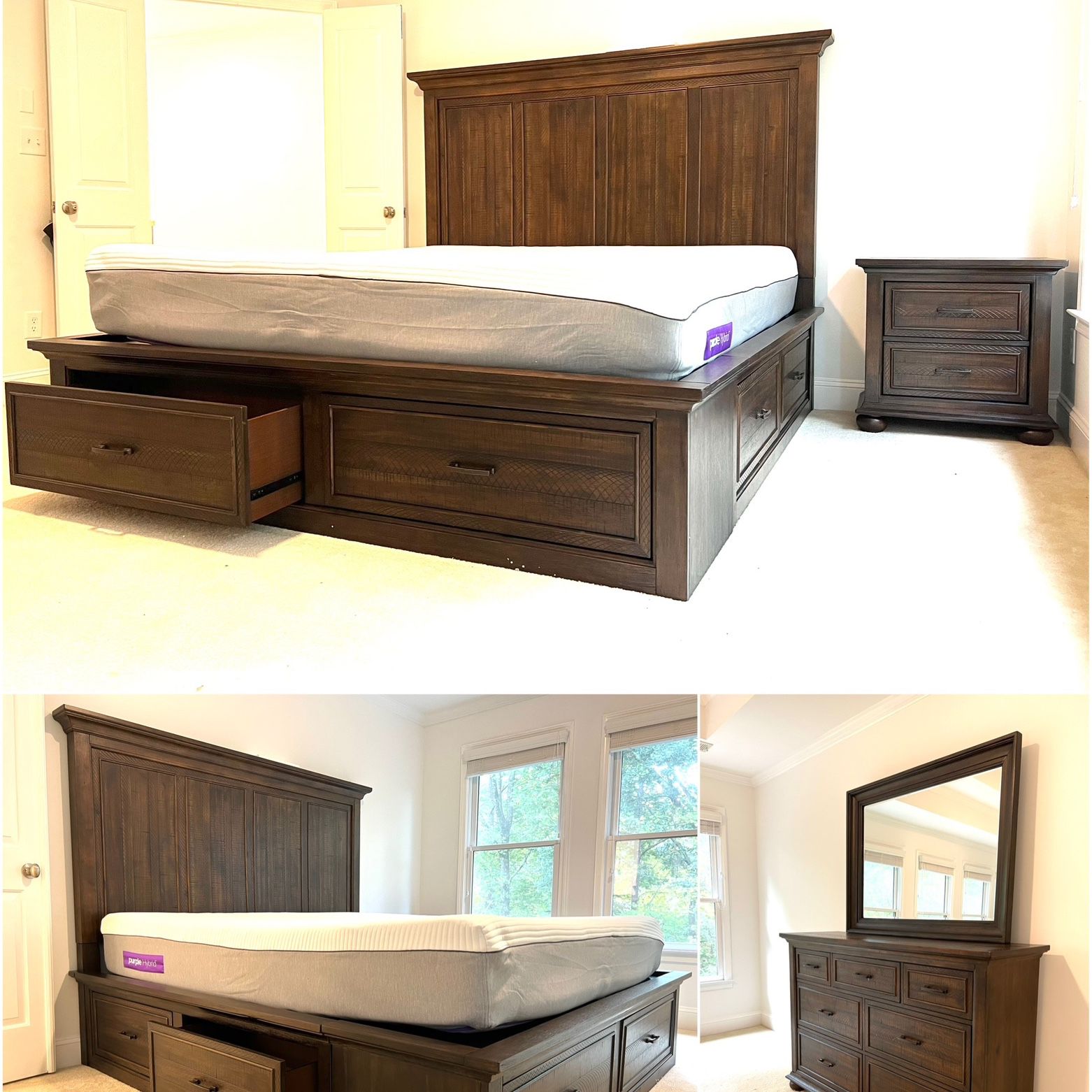 BRAND NEW SOLID STORAGE KING SIZE BEDROOM SET $1645! QUEEN SIZE $1545!..PRICE INCLUDES DELIVERY!!!  We make luxury furniture affordable!!!  