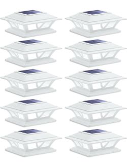 (New in Box)  SIEDiNLAR Solar Post Lights Outdoor 2 Modes LED, 10 Pack White (Warm/White) Solar Post Cap Lights, Solar-Powered Waterproof Deck Fence L