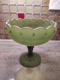 Vintage Frosted Glass Compote