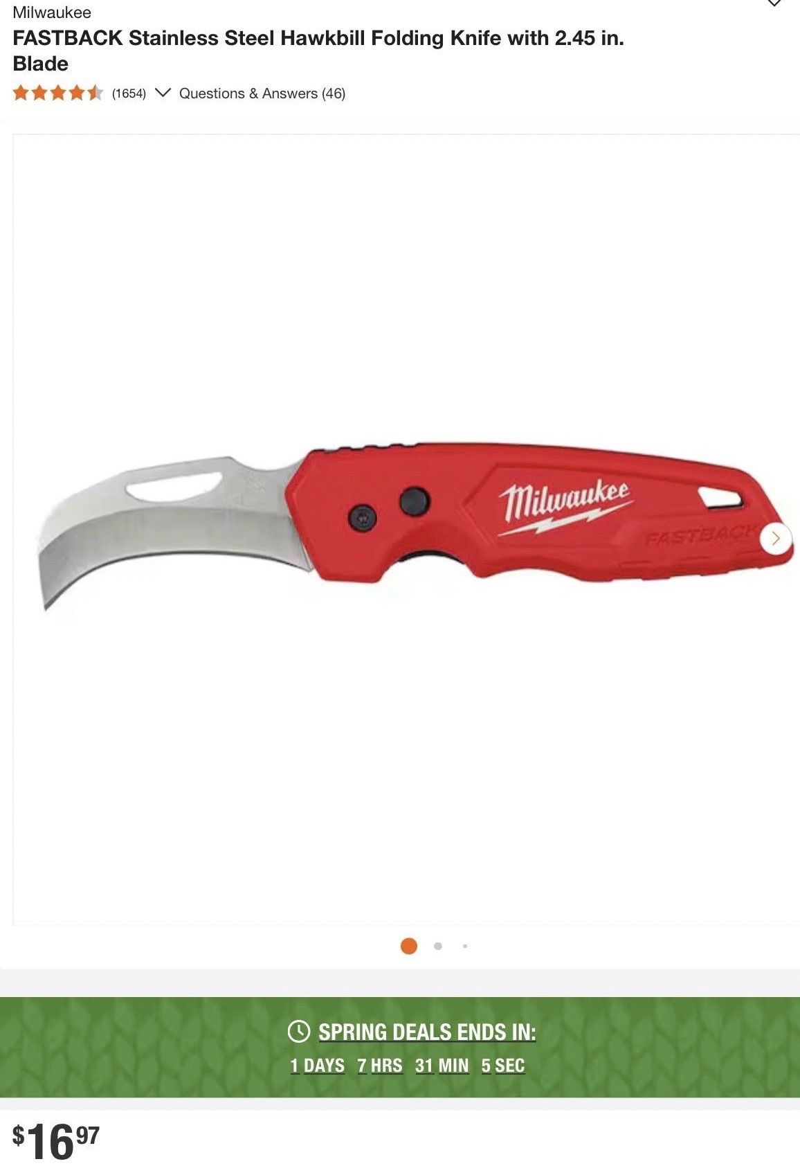 Milwaukee FASTBACK Stainless Steel Hawkbill