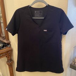FIGS Women Black V-Neck Technical Collection Scrub Top Size Small