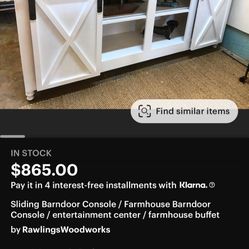 Sliding Barndoor Console / Farmhouse Barndoor Console / entertainment center / farmhouse buffet
