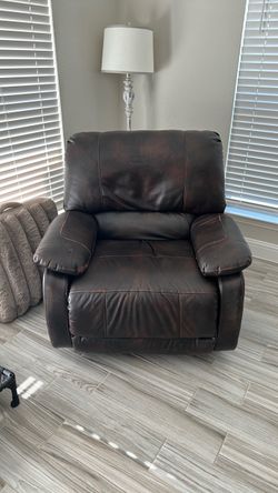 Dark Brown Leather Recliner Chair