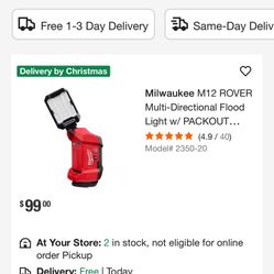 Milwaukee M12 ROVER Multi-Directional Flood Light w/ PACKOUT Compatibility (Tool-Only)