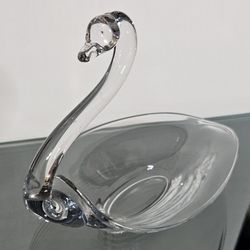 Vintage Glass Swan Trinket Dish 