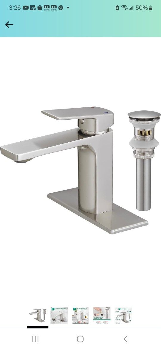 VOTON Brass Bathroom Faucet, Brushed Nickel Finish, Single Handle, 1 or 3 Hole Installation, Pop-up Drain, Flexible Hoses