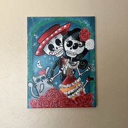 Dia De Los Muertos Couple Acrylic Painting