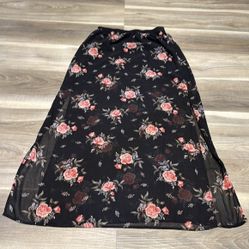 H&amp;M Black Dress with Floral Pattern size 8
