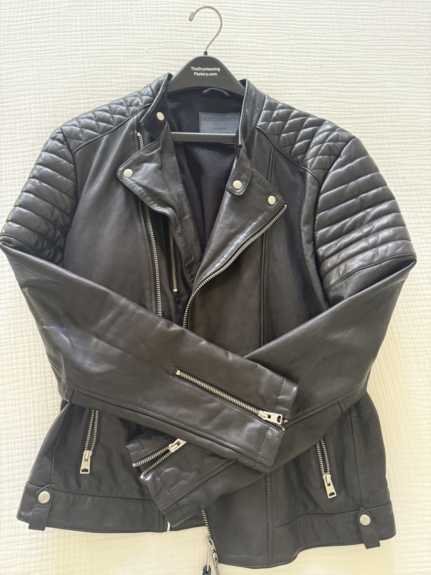 All Saints SARLS Leather Jacket Size Large