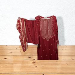 Indian Suit Burgundy New Xl