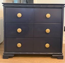 Navy Blue Faux Bamboo 3-Drawer Dresser