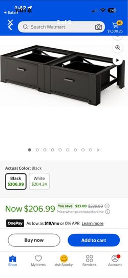 Black Metal Washer Dryer Pedestal Stands with drawers