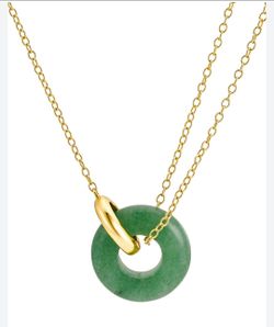 Waterproof Gold Plated Stainless Steel Green Acrylic  Necklace