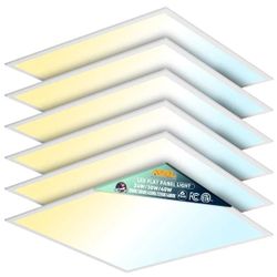 Allsmartlife 2x2 LED Flat Panel Light 6-Pack, Dimmable, 5CCT Options (3000K-6000K), 24W/30W/40W, Back-Lit 2x2FT LED Troffer Light Drop Ceiling for Com